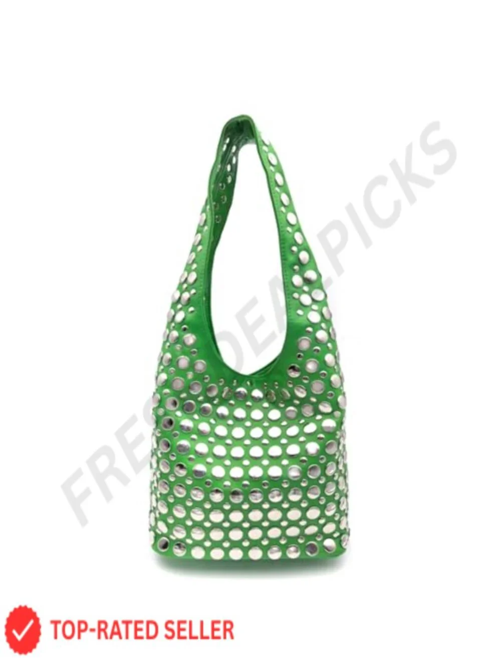 Punk Studded Hobo Shoulder Bag for Women Top Handle Tote Purse
